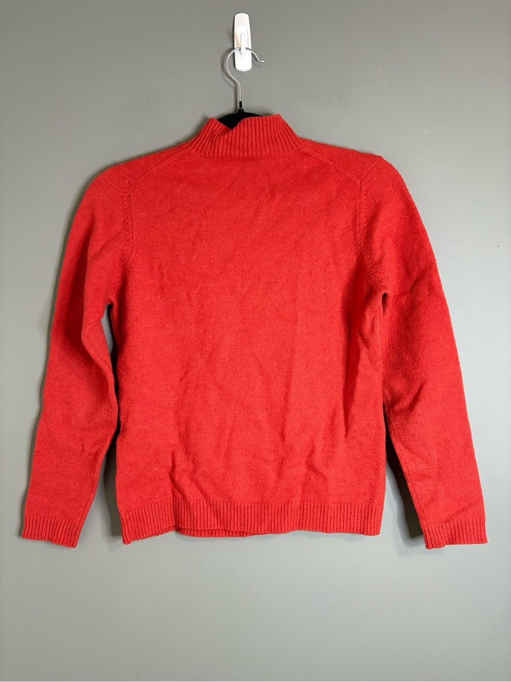 Vintage Lacoste Burnt Orange Wool Blend Mock Neck Cable Knit Sweater Size Small - Picture 6 of 9